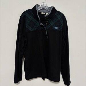 LL Bean Women Cotton Rugby Henley Pullover Shirt Size XL Button Plaid Outdoors‎